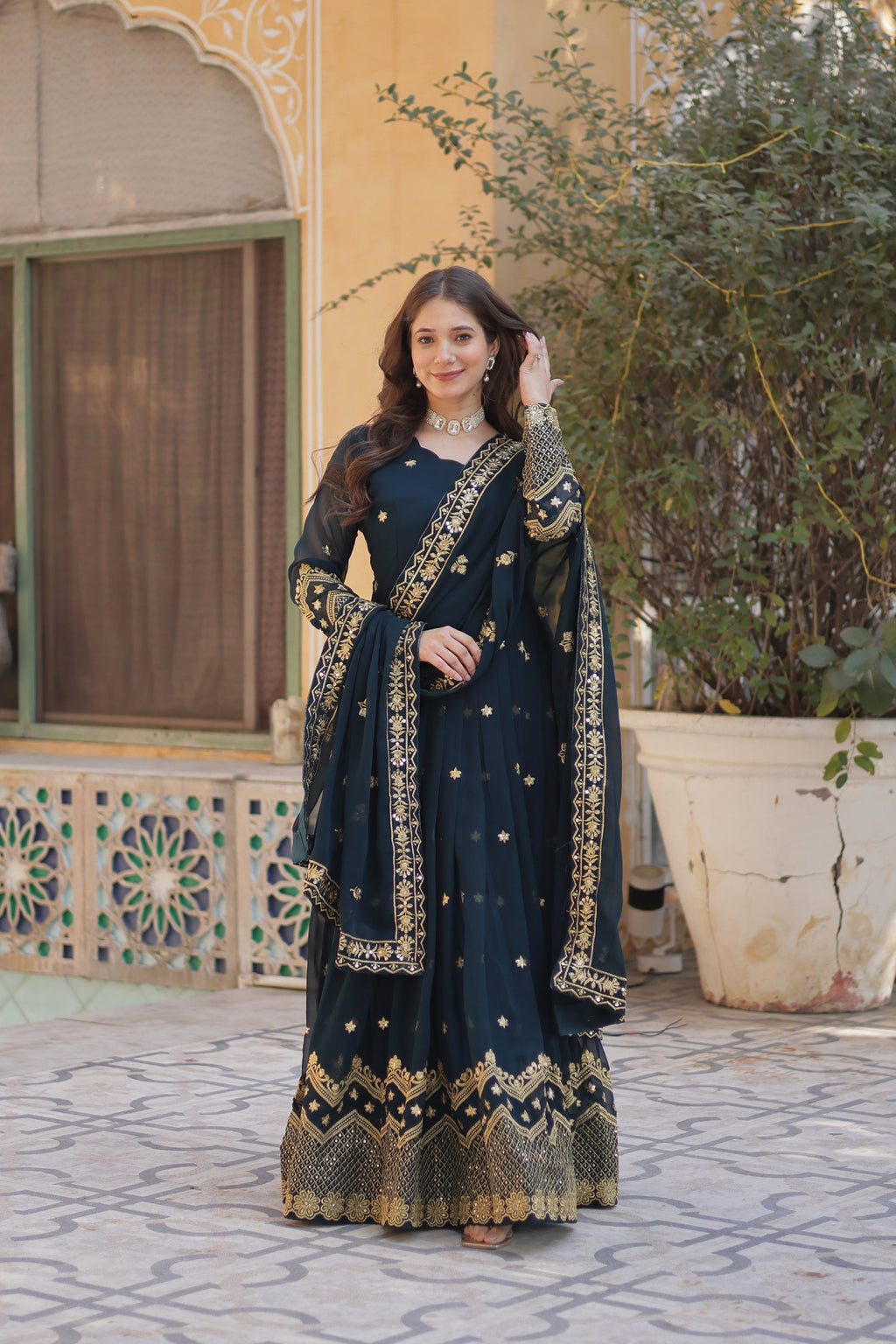 Rama georgette embroidered Avyuktha designer Anarkali gown