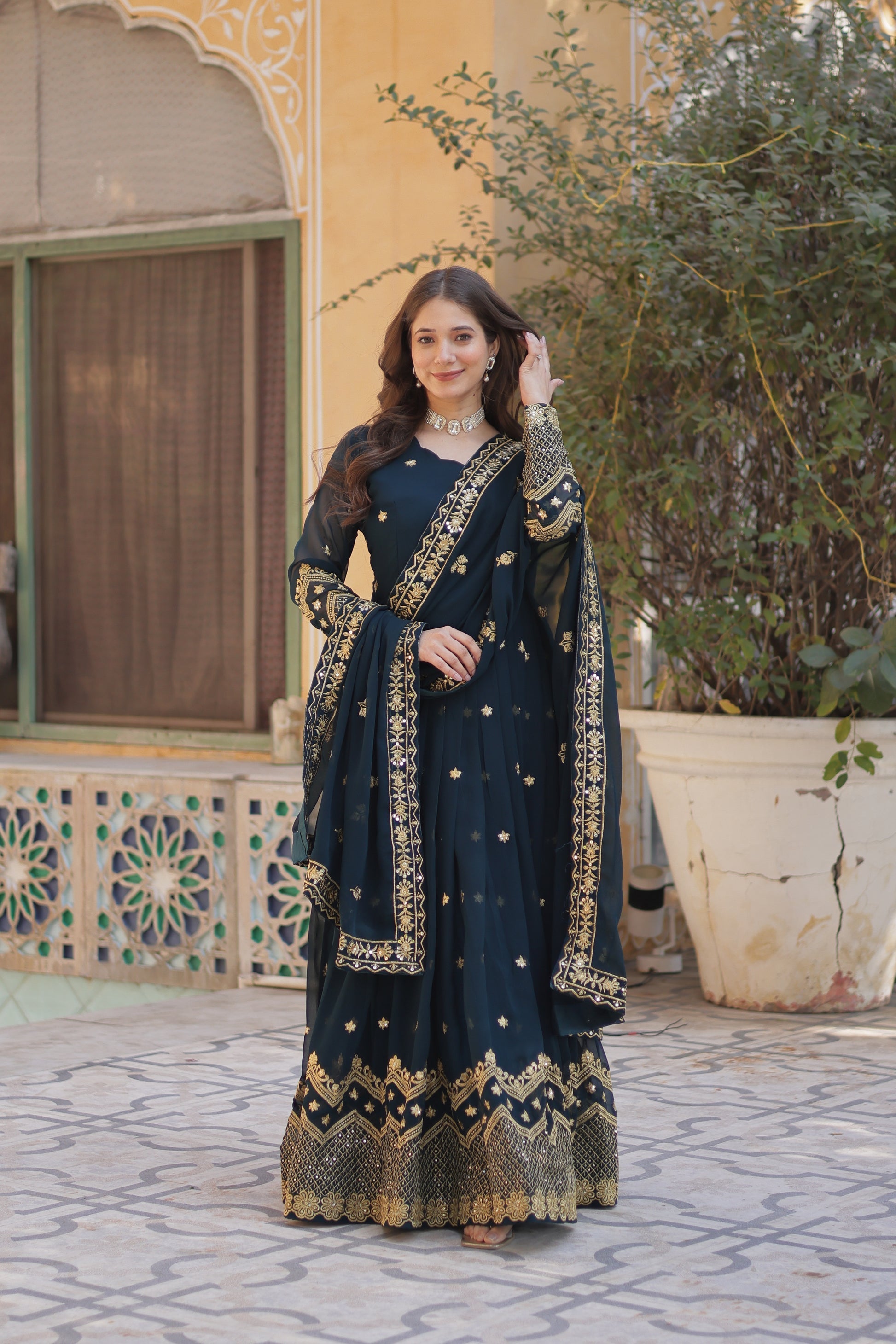 Rama georgette embroidered Avyuktha designer Anarkali gown