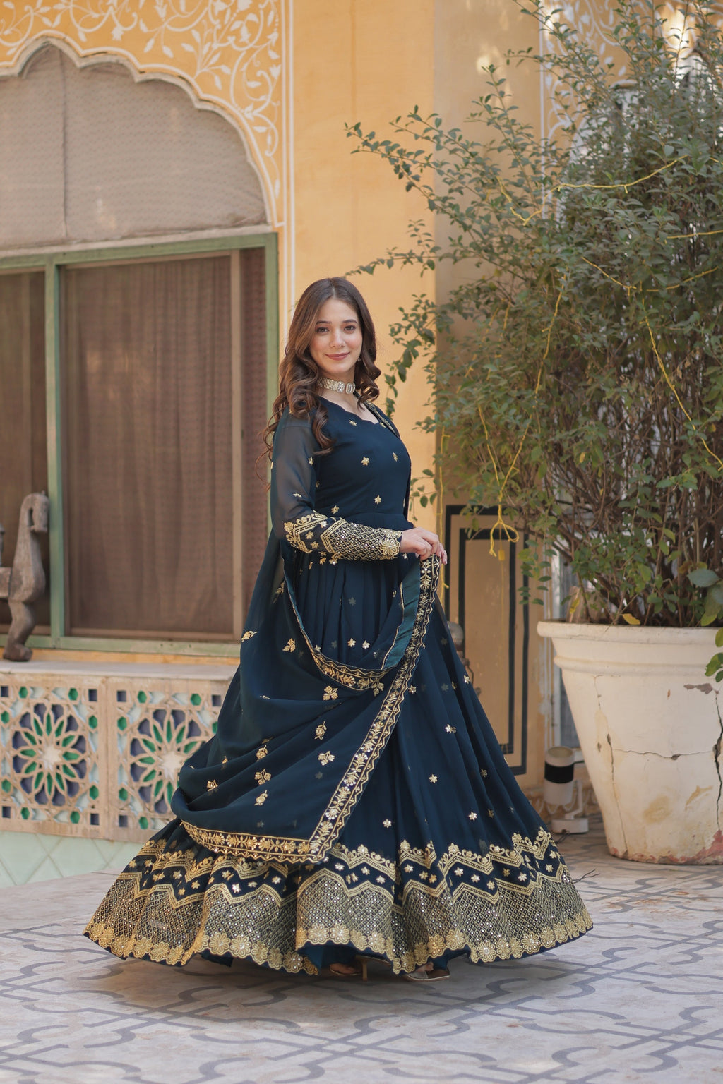 Rama georgette embroidered Avyuktha designer Anarkali gown
