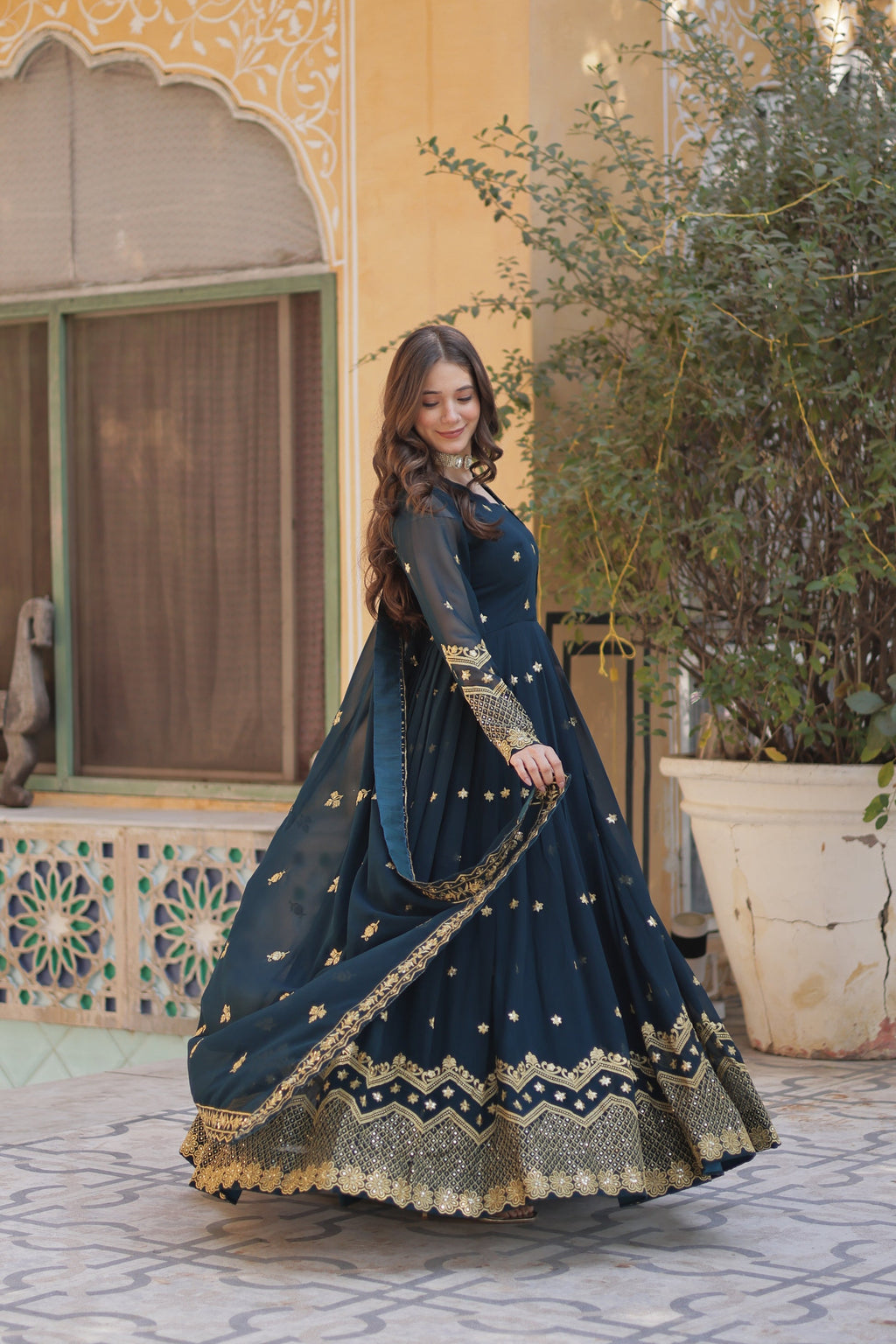 Rama georgette embroidered Avyuktha designer Anarkali gown
