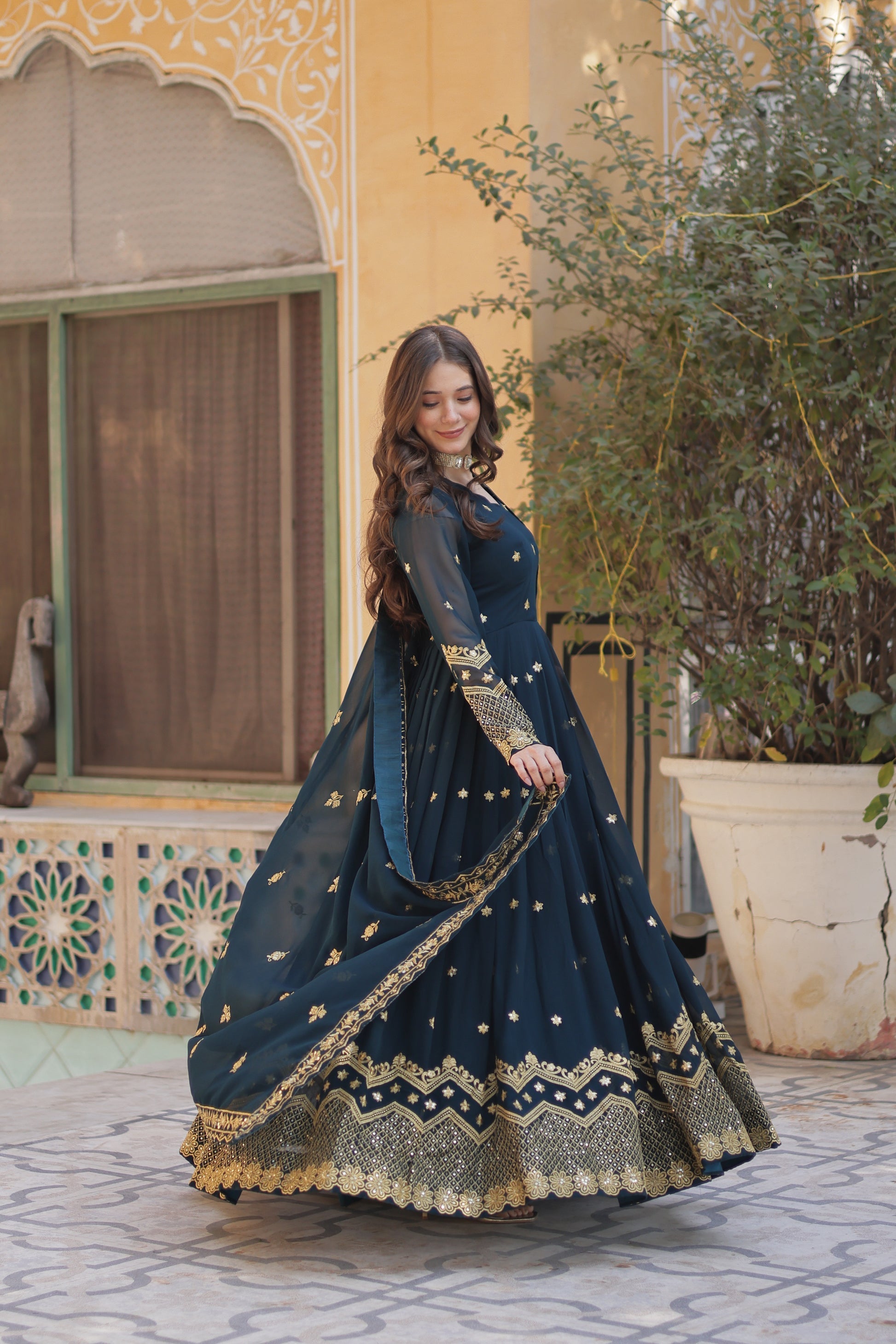 Rama georgette embroidered Avyuktha designer Anarkali gown