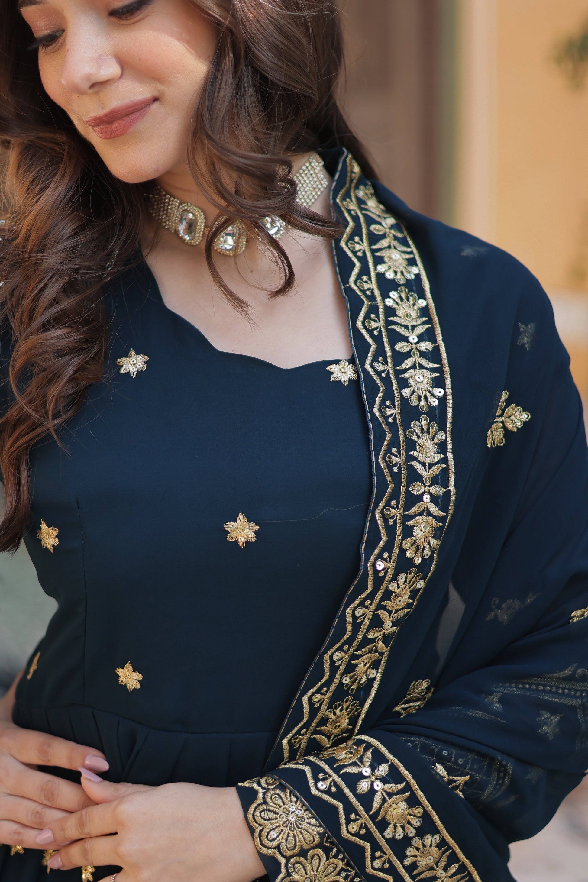 Rama georgette embroidered Avyuktha designer Anarkali gown