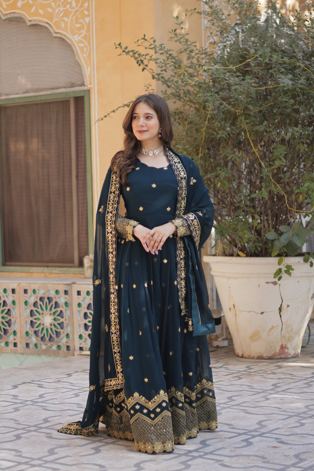 Rama georgette embroidered Avyuktha designer Anarkali gown