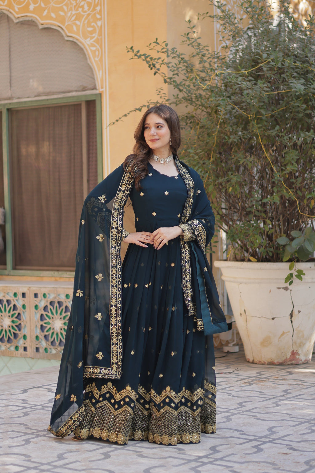 Rama georgette embroidered Avyuktha designer Anarkali gown