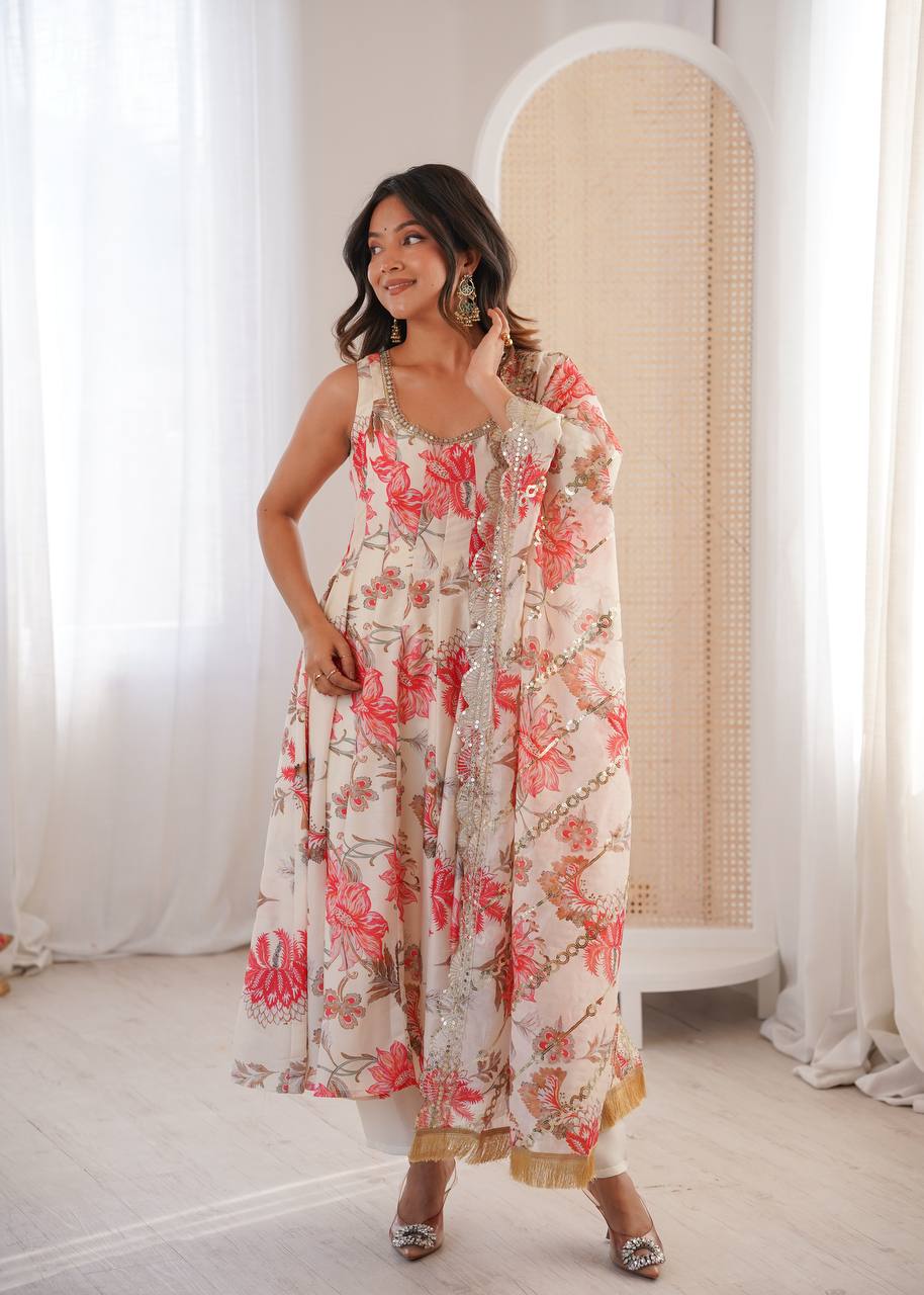 Soft Petals Floral Anarkali Set
