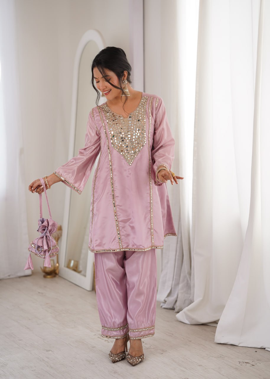 Soft Radiance Mirror Kurti Set