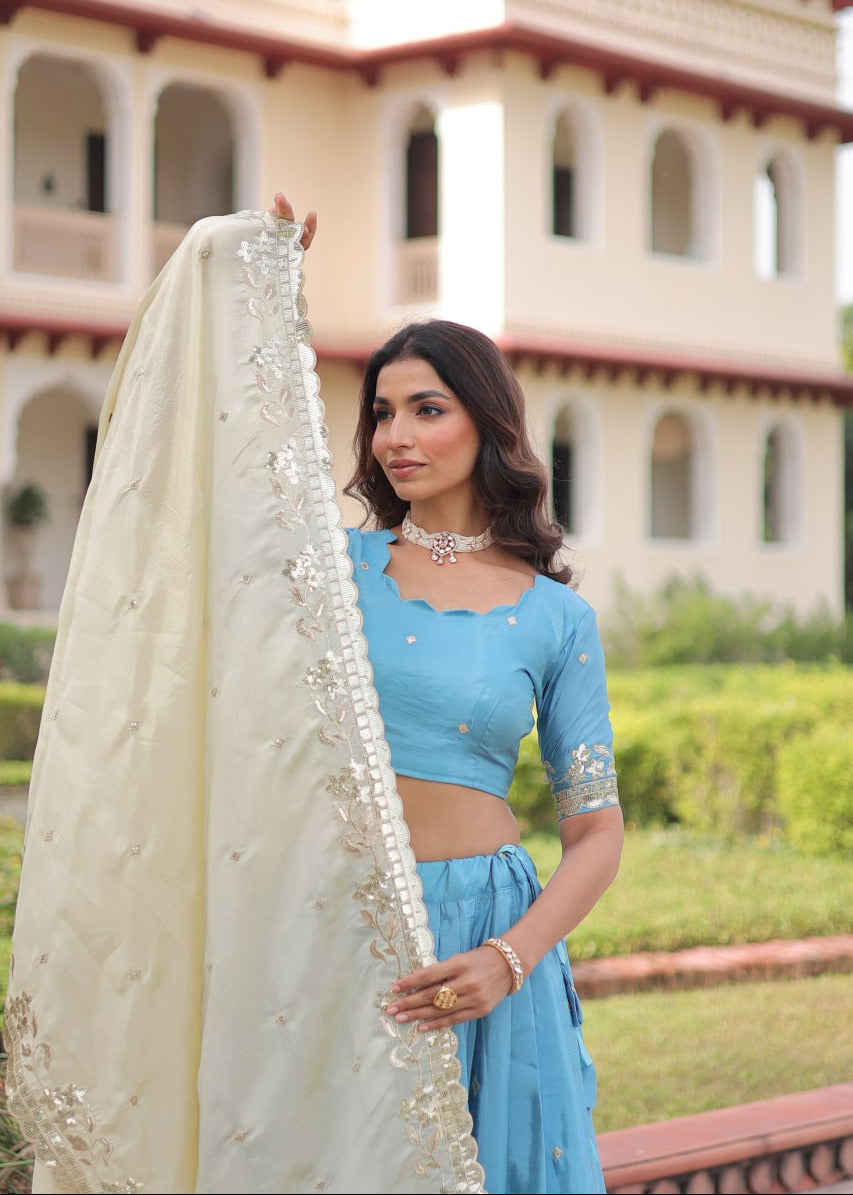 Ethereal Zari Embroidered Lehenga Set