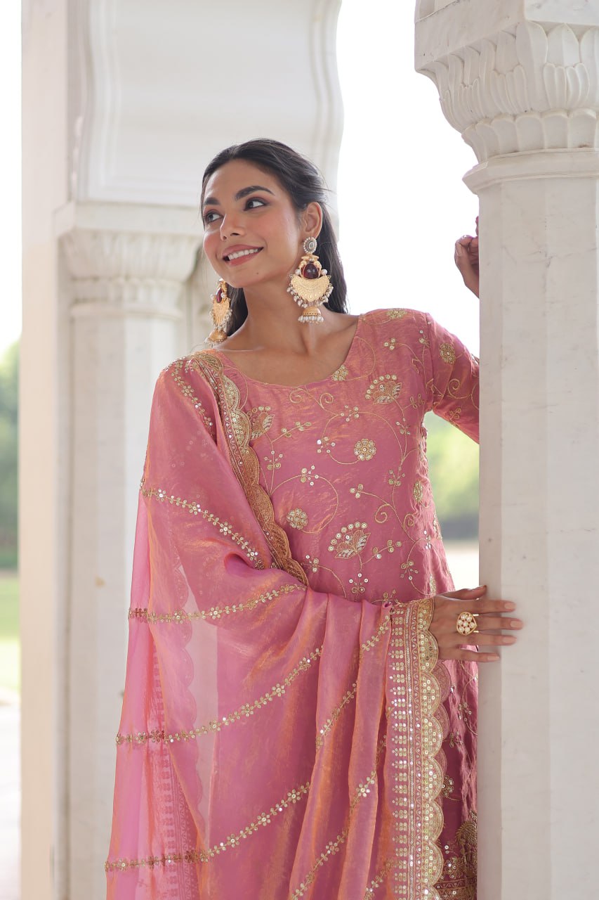 Festive Sequins Kurta Sharara Set