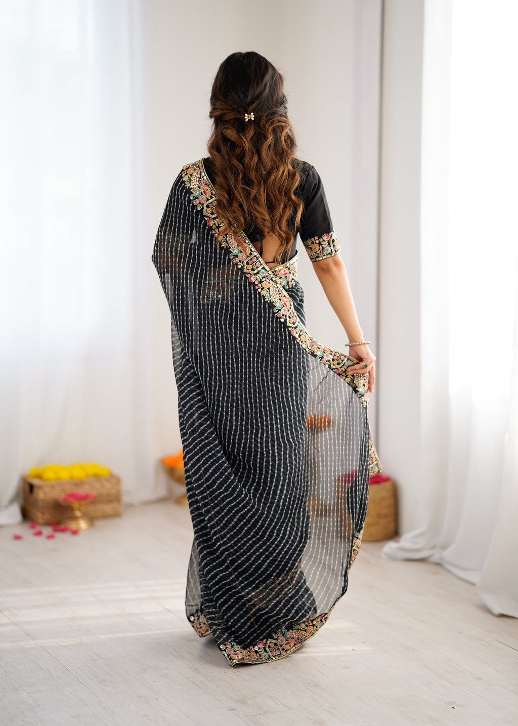 Midnight Badhani Embroidered Saree