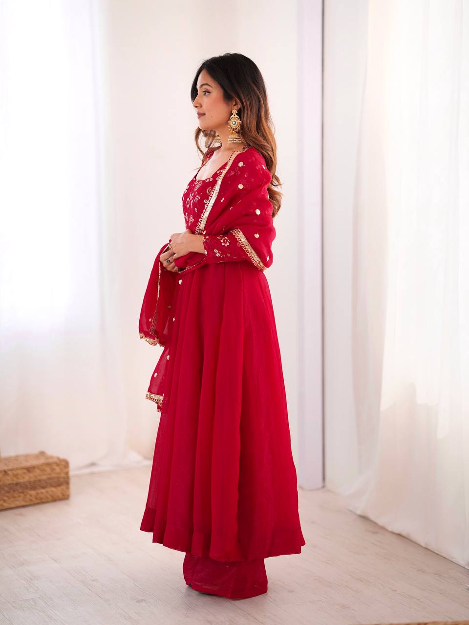 Ruby Radiance Flared Suit Set