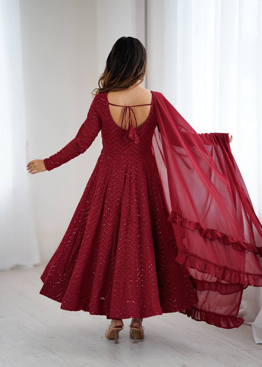 Classic Lukhnowi Georgette Anarkali