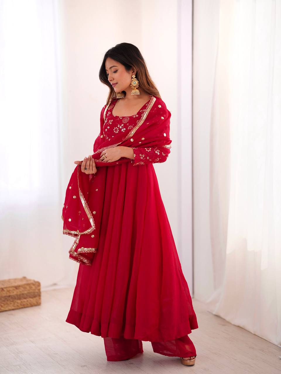 Ruby Radiance Flared Suit Set