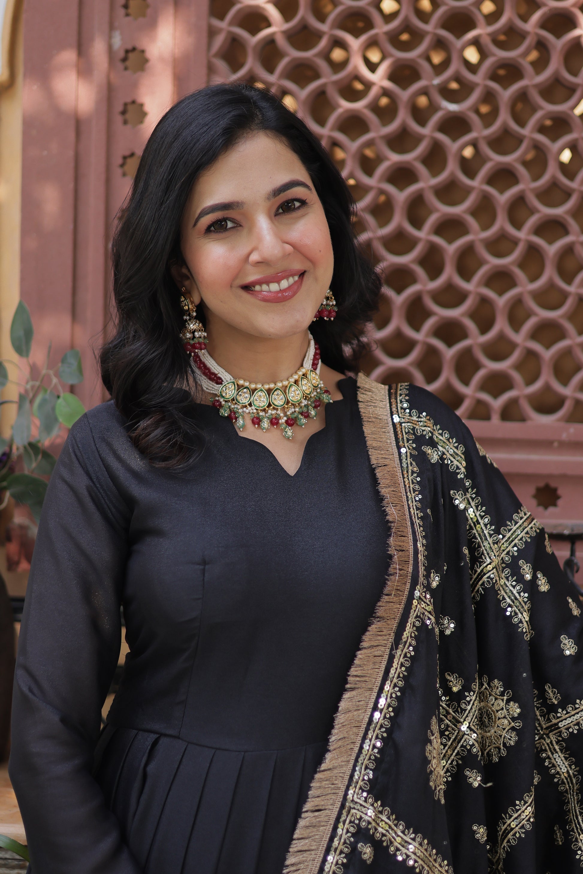 Black georgette embroidered Bhashvika designer Anarkali gown