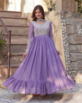 Lavender georgette embroidered Bhavya designer gown set