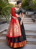 Sayli Black Paithani Jacquard Silk Lehenga Choli with Zari Weaving Work