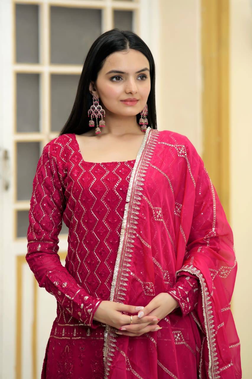 Aranyani embroidered georgette kurti sharara set
