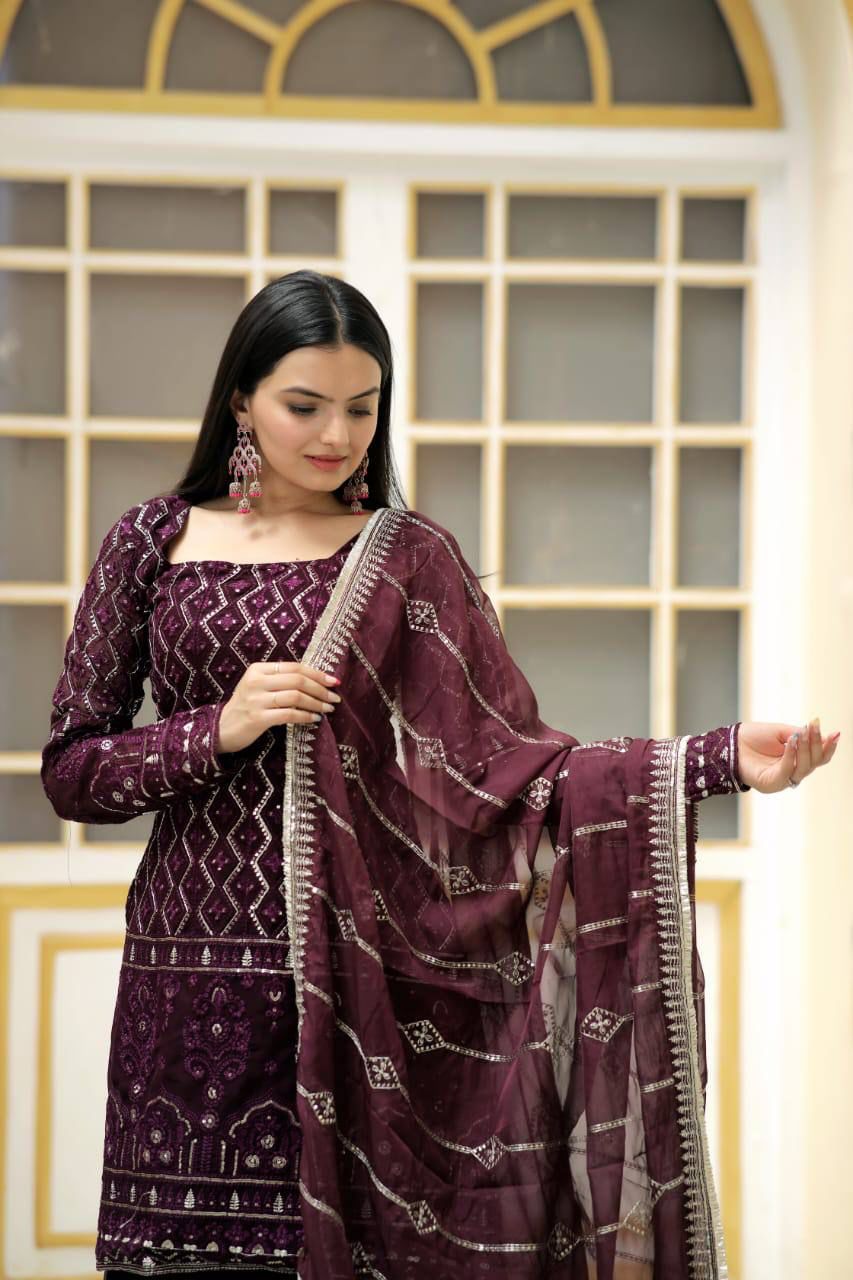 Aranyani embroidered georgette kurti sharara set
