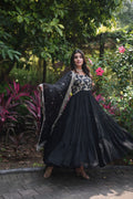 Revati black georgette anarkali gown suit set