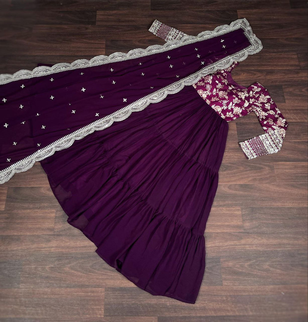 Revati purple georgette anarkali gown suit set