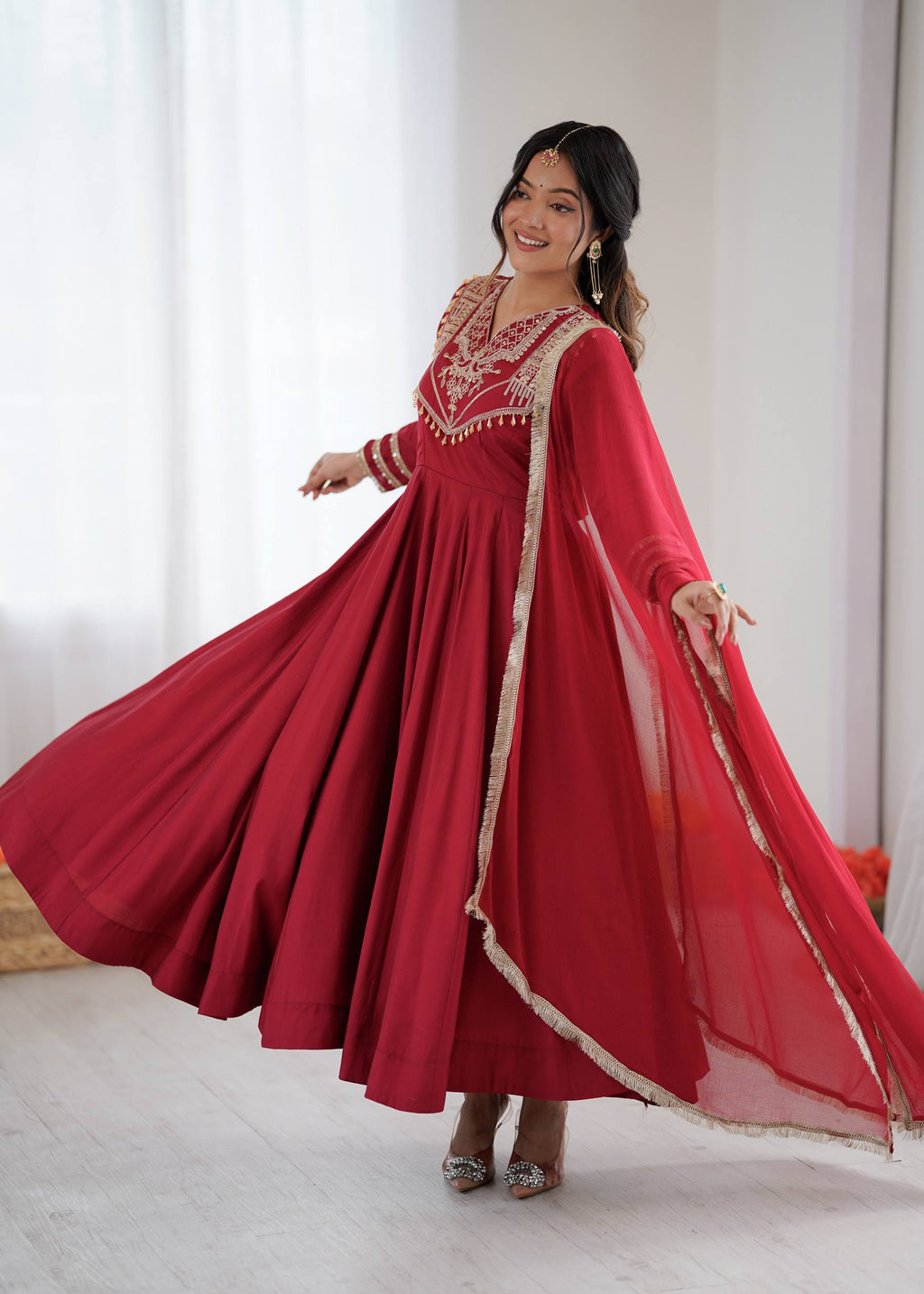 Roman Silk Designer Anarkali Set