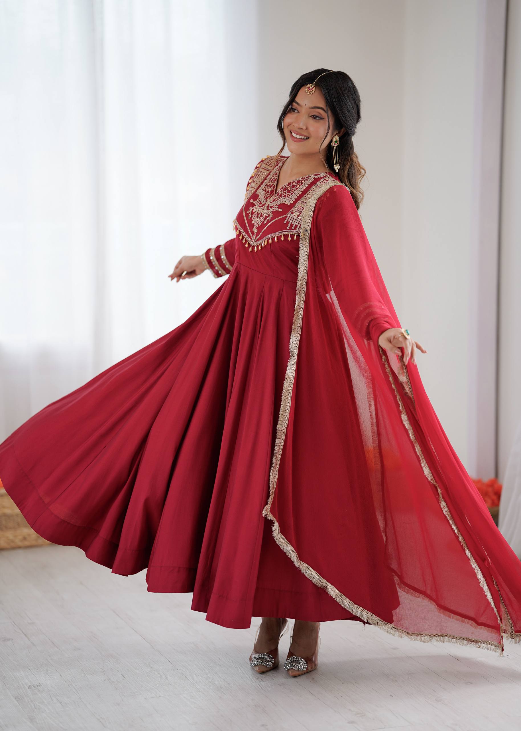 Roman Silk Designer Anarkali Set