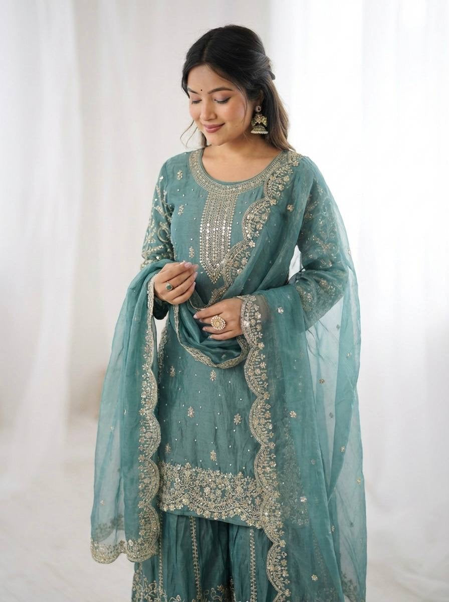 Graceful Sequins Work Ethnic Set