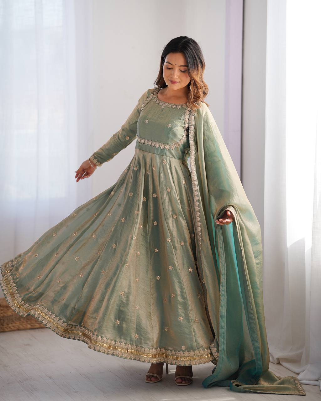 Designer Sequins Embellished Gown Set