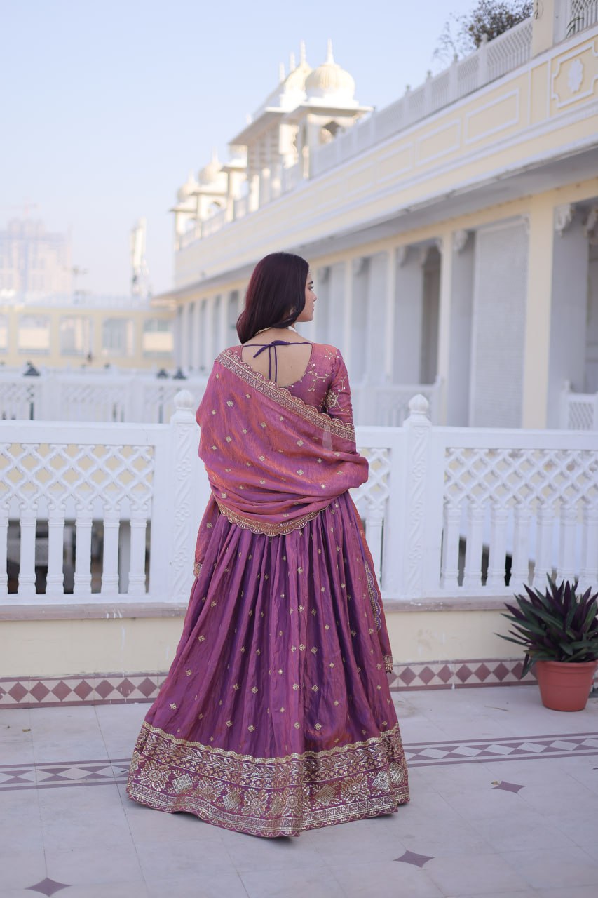 Shaahi Zari-Sequins YSL Silk Lehenga