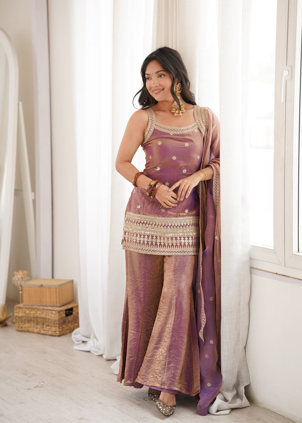 Shimmering Bloom Sharara Suit Set