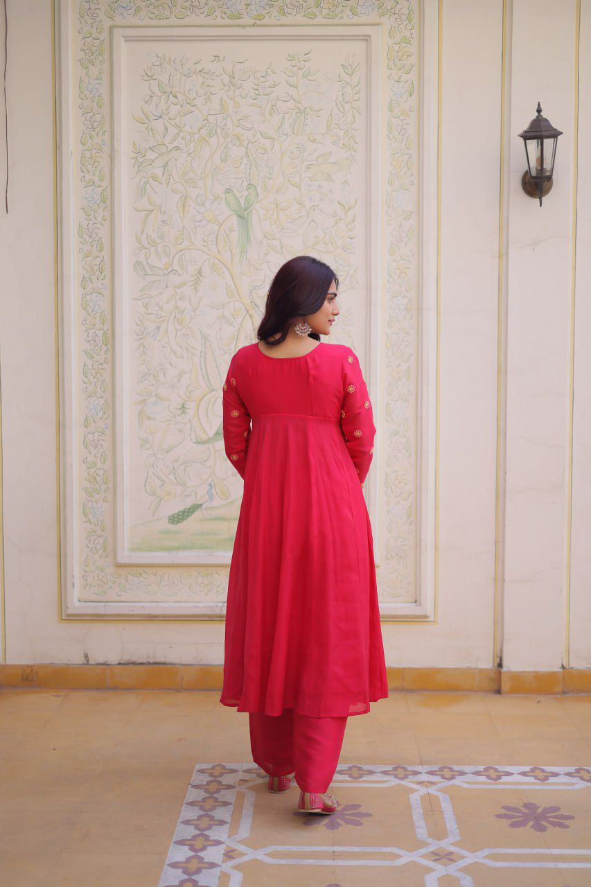Blush Bloom Embroidered Suit Set