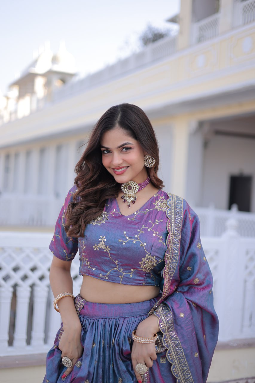 Shaahi Zari-Sequins YSL Silk Lehenga