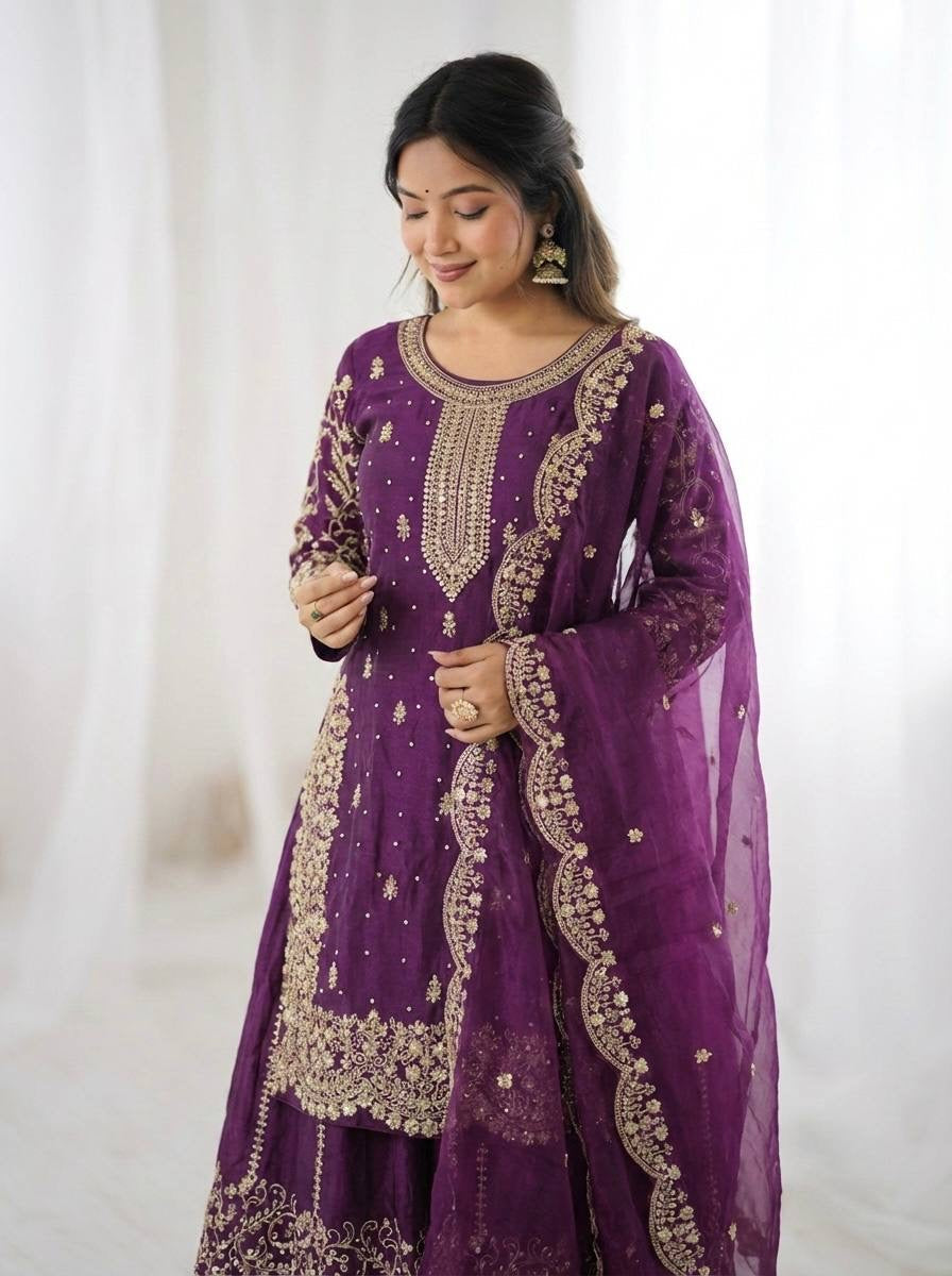 Graceful Sequins Work Ethnic Set