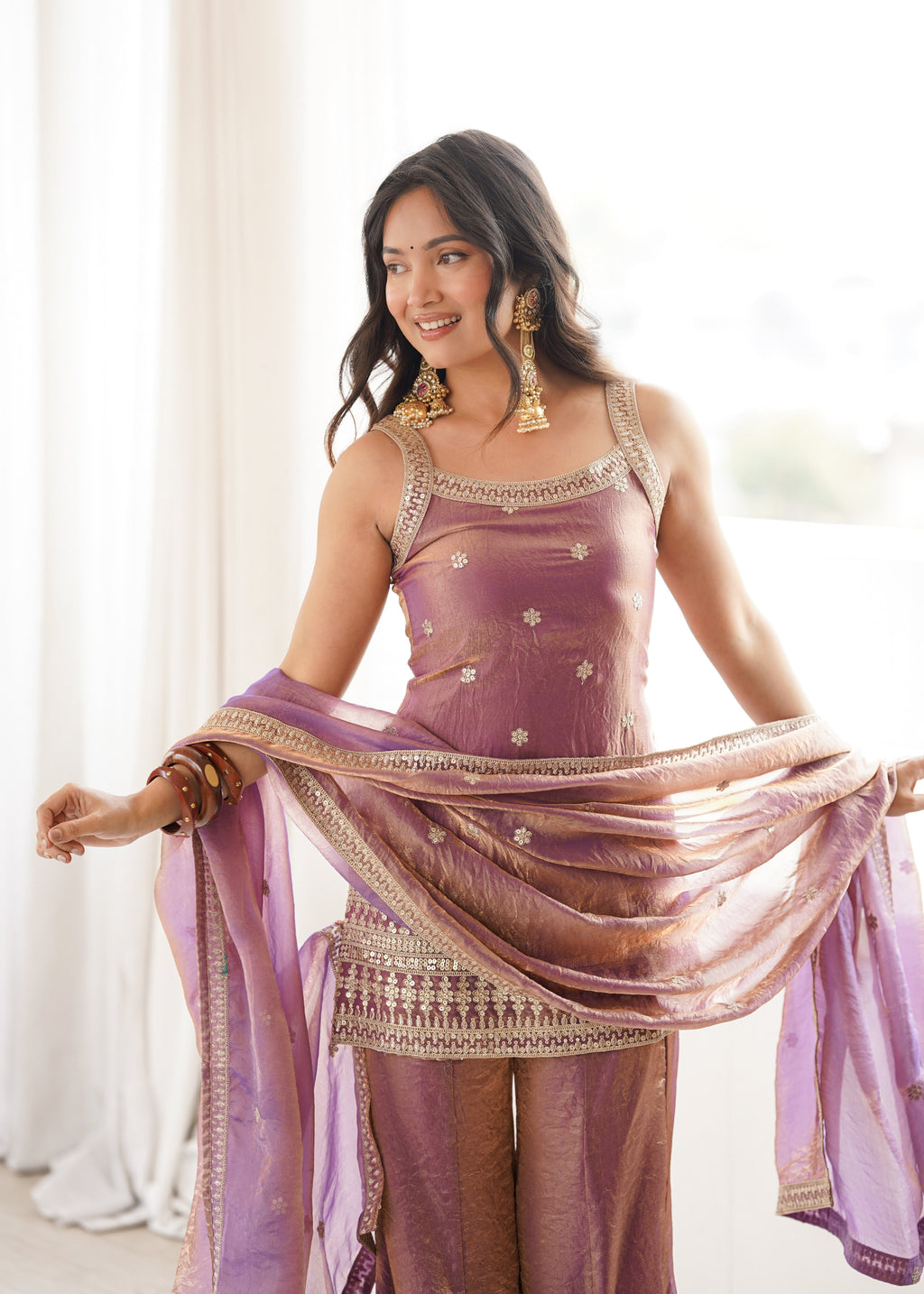 Shimmering Bloom Sharara Suit Set