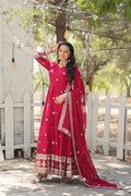 Charvi pink embroidered flared Anarkali gown set