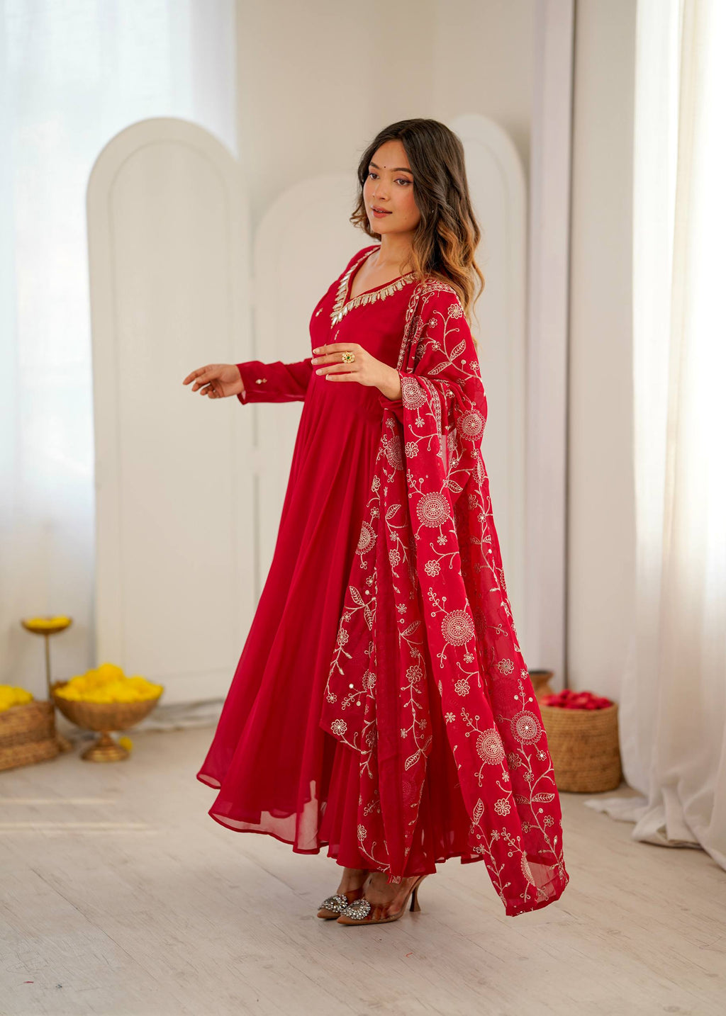 Ruhani Mirror Embroidered Gown Set