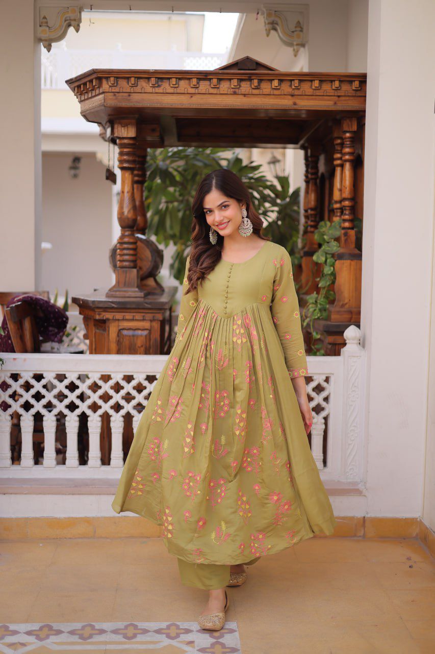 Blush Bloom Embroidered Suit Set