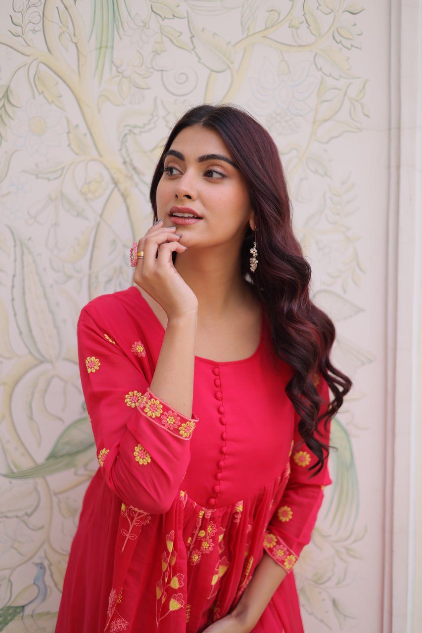 Blush Bloom Embroidered Suit Set