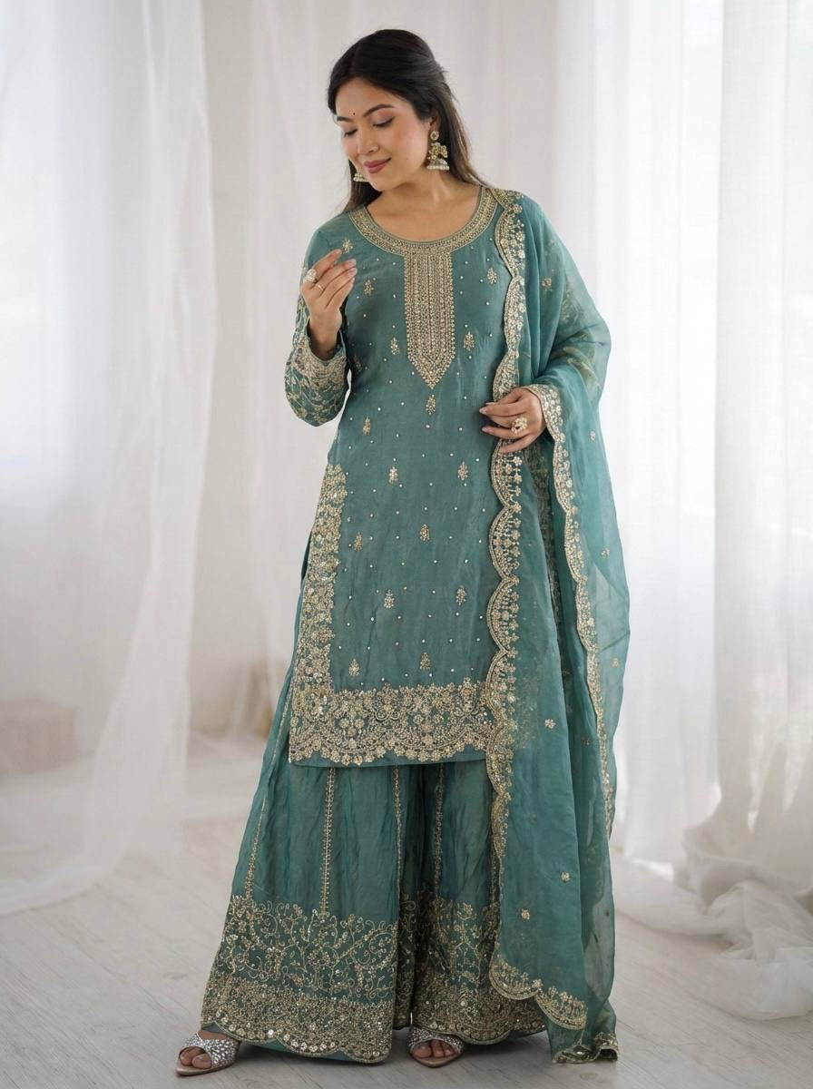 Graceful Sequins Work Ethnic Set