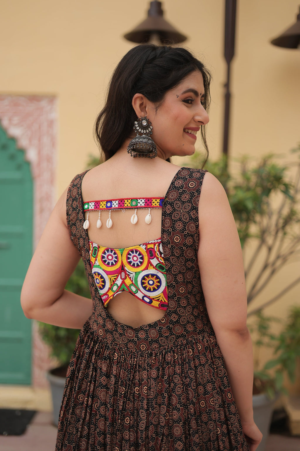 Black cotton Gamthi embroidered Deetya Navratri gown