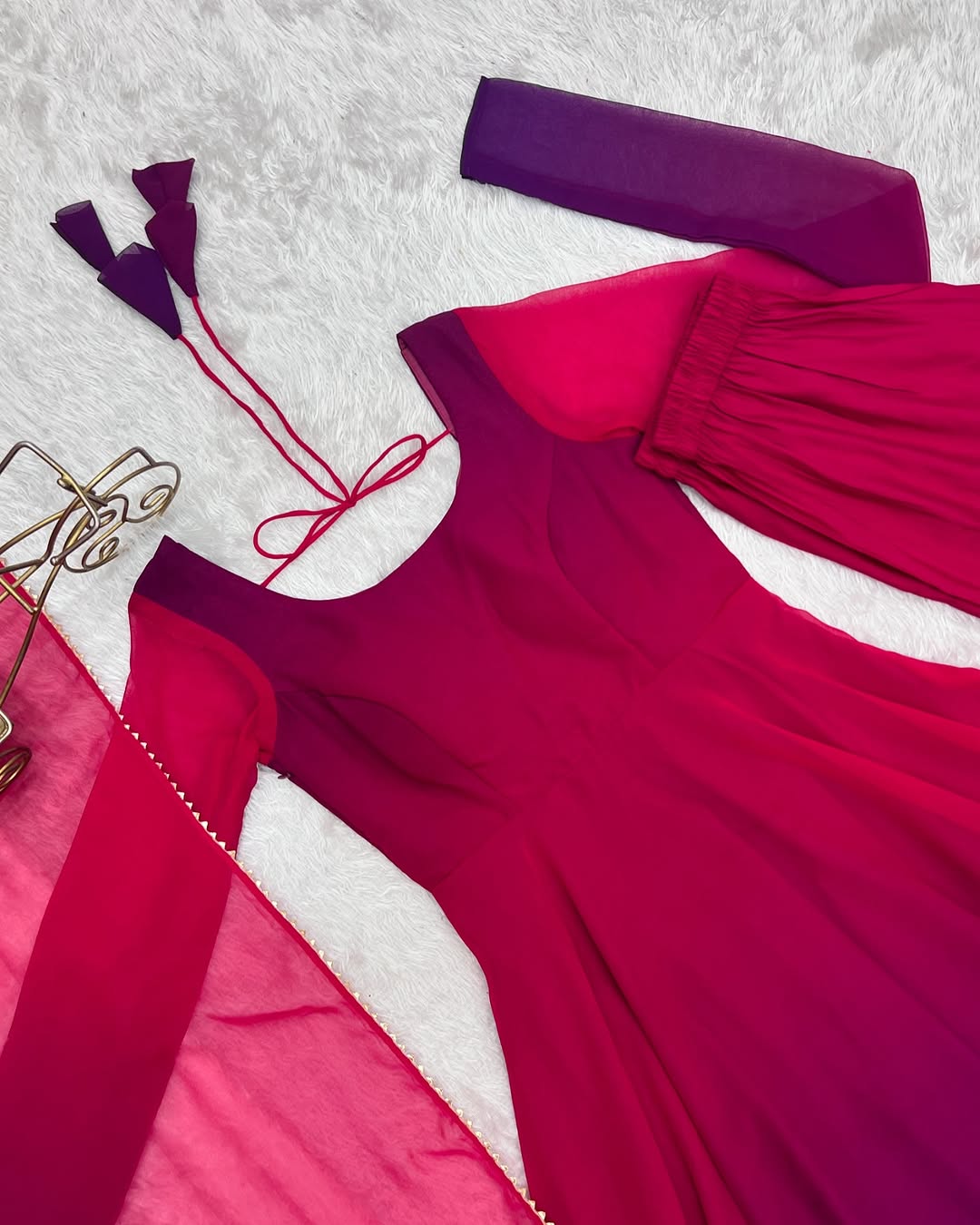 Dark pink georgette flared Devika designer Anarkali gown