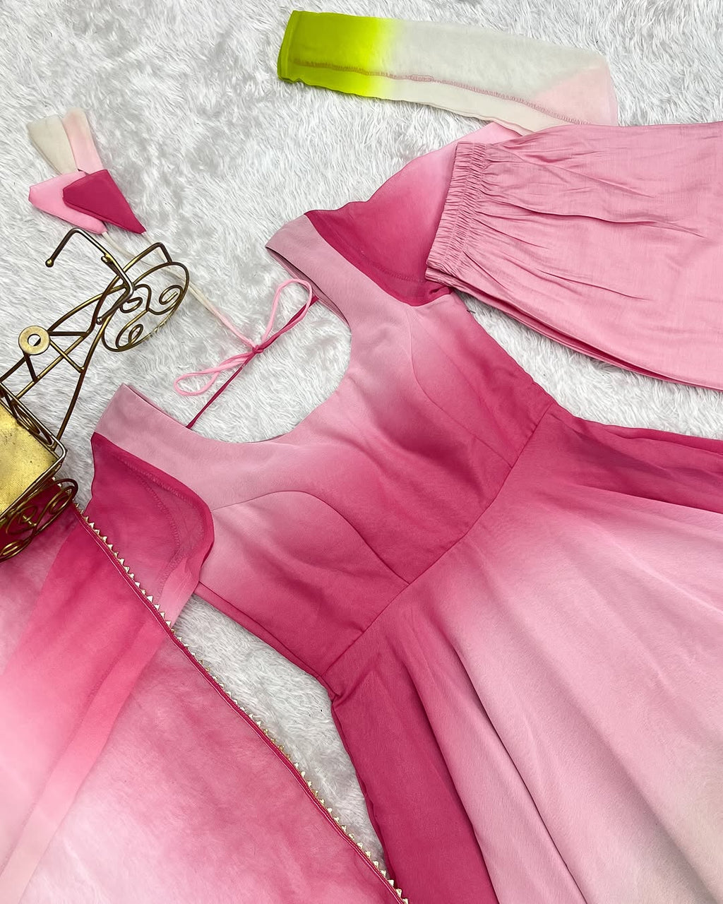 Devika multi pink flair georgette anarkali gown set