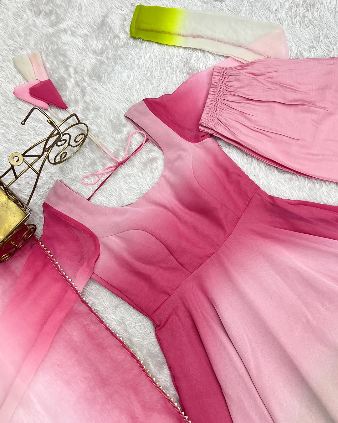 Devika multi pink flair georgette anarkali gown set