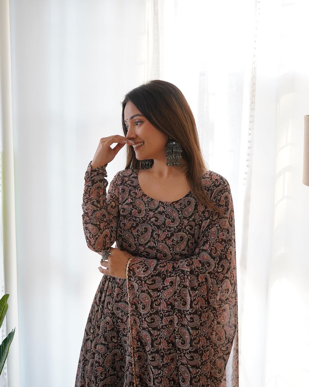 Black georgette ruffle flared Dityaa designer Anarkali suit