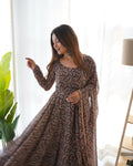 Black georgette ruffle flared Dityaa designer Anarkali suit
