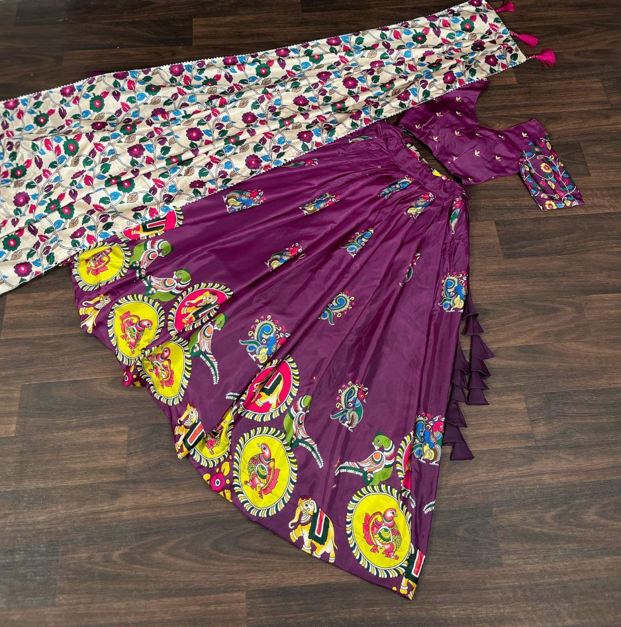 Dolla silk full stitched purple anarkali lehenga set
