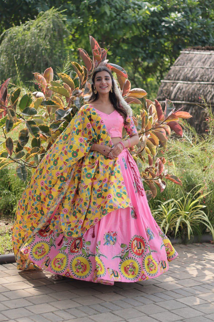 Dolla silk full stitched pink anarkali lehenga set
