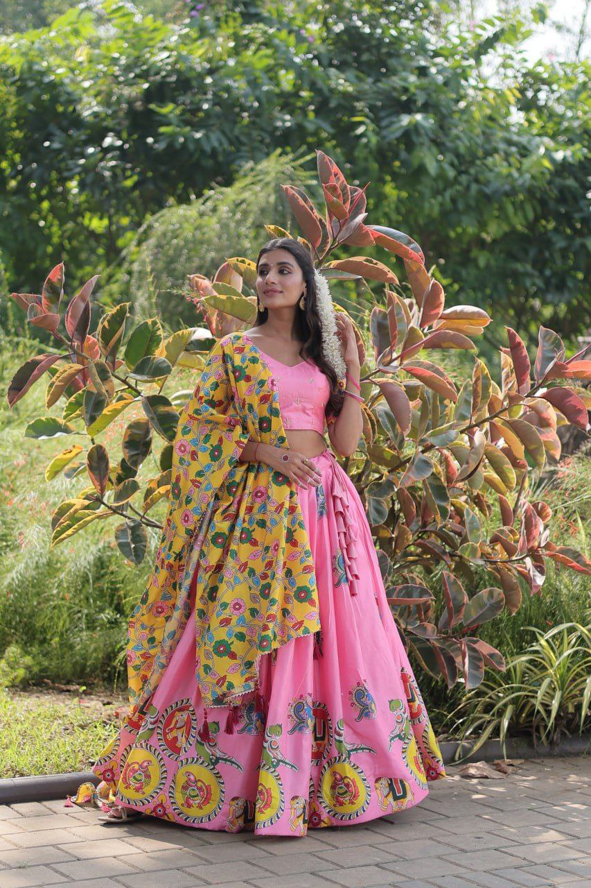 Dolla silk full stitched pink anarkali lehenga set