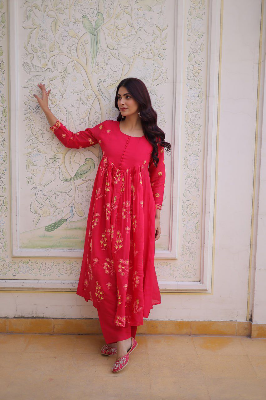Blush Bloom Embroidered Suit Set