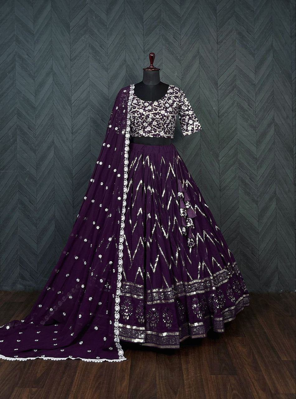 Enchanting faux blooming lehenga set with sequin embroidery