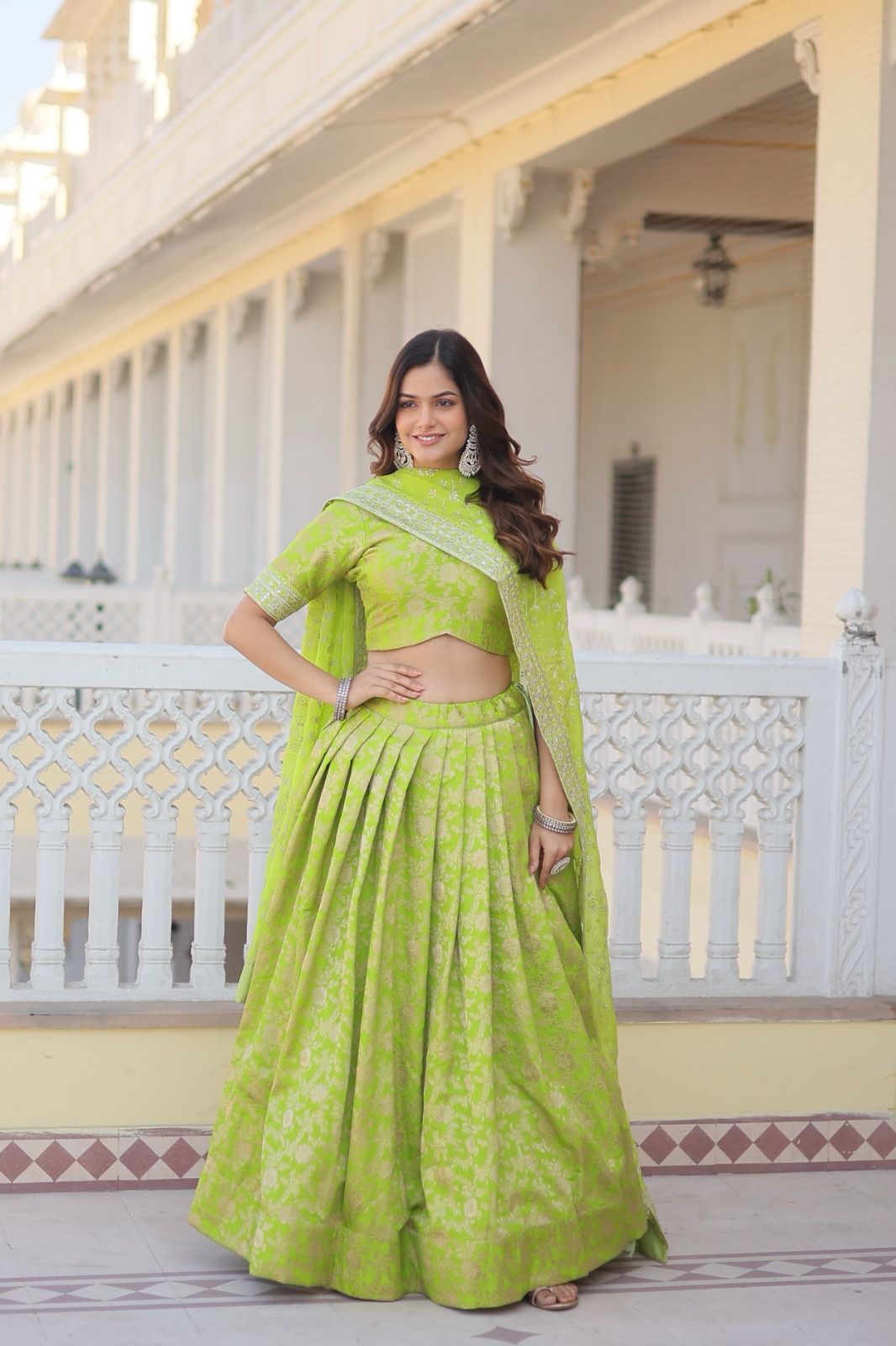 Ethereal viscose jacquard designer lehenga set